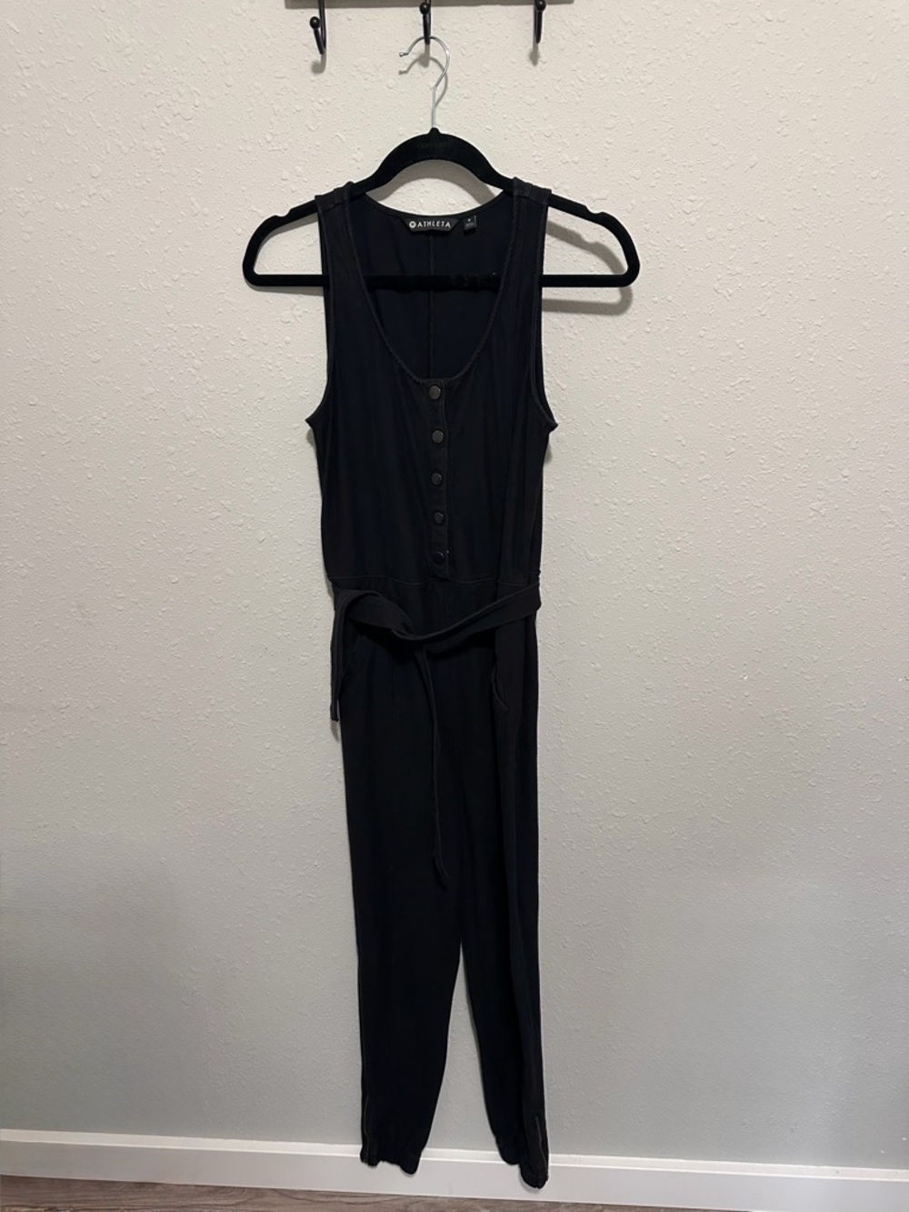 Black Sleeveless Button-Front Jumpsuit